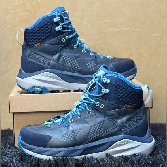 Hoka Womens Kaha GTX Trekking Hiking Boots Gore-Tex Lightweight Navy Blue - Picture 2 of 10